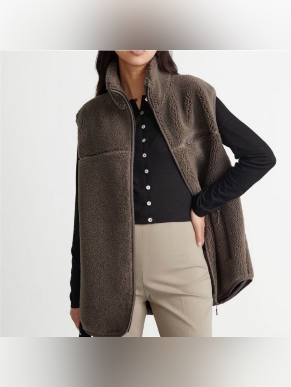 & Other Stories Brown Shearling Vest